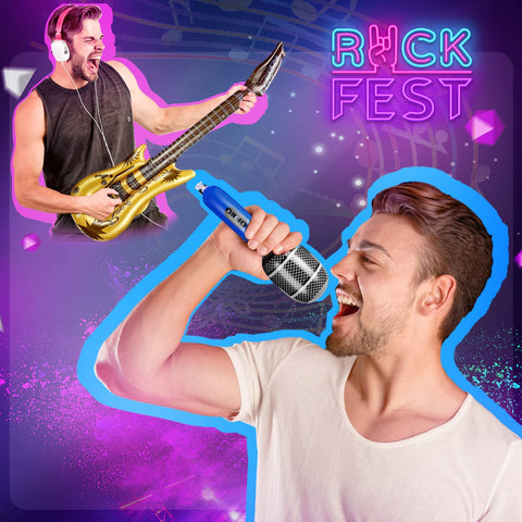 Tradder inflatable microphone bulk provides colorful visuals for music-themed events.