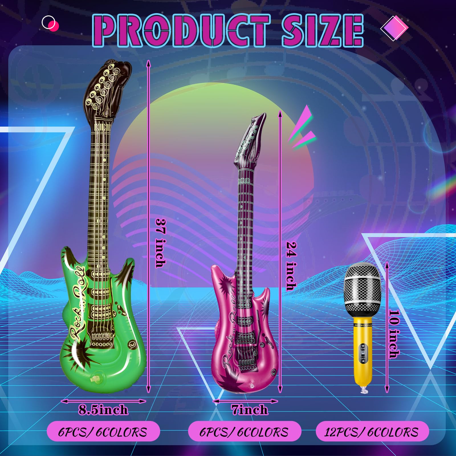 Tradder inflatable guitar 24-inch ideal for compact party setups and quick decor bursts.