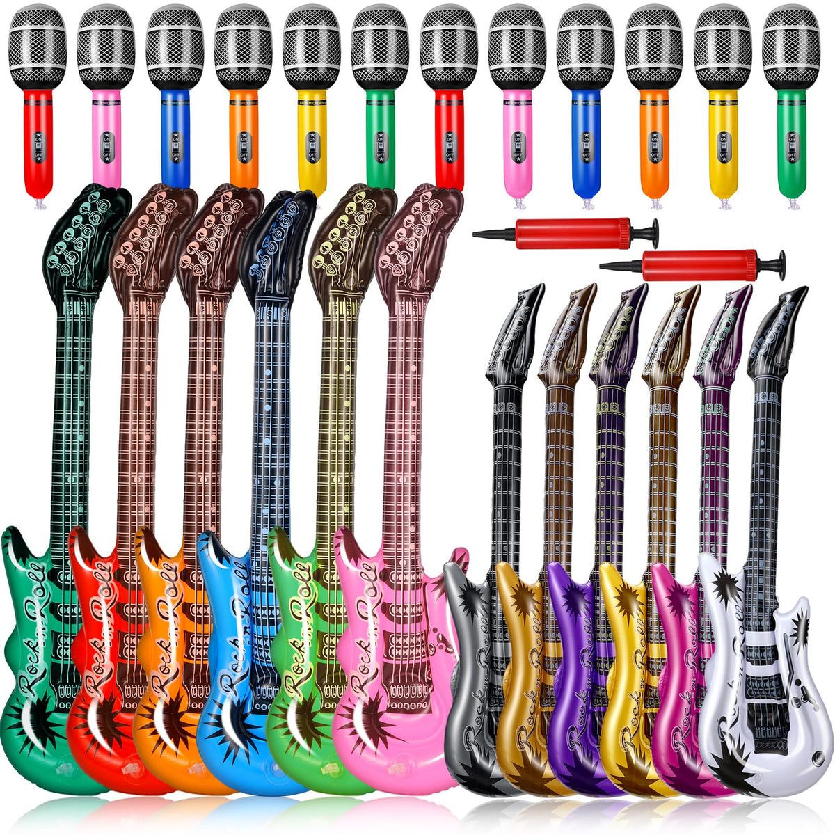 Tradder inflatable rock-star guitar 37-inch for vibrant party decor and photo moments.