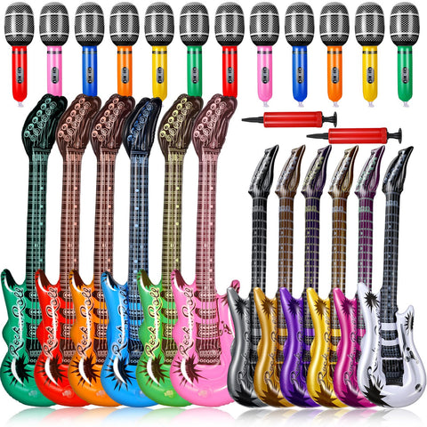 Tradder inflatable rock-star guitar 37-inch for vibrant party decor and photo moments.