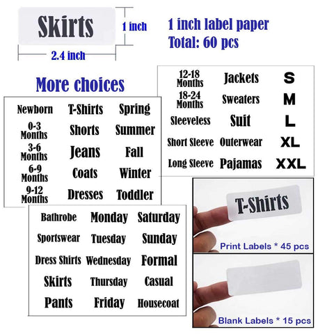 Tragoods printed 1-inch labels enable quick item sorting.