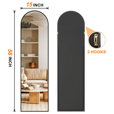 Trahome 56x15 arch design mirror enhances bedroom and living areas.