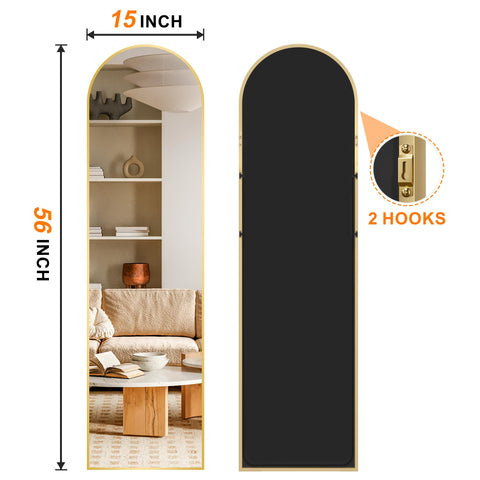 TRAHOME arched mirror side view shows slim profile for modern rooms.