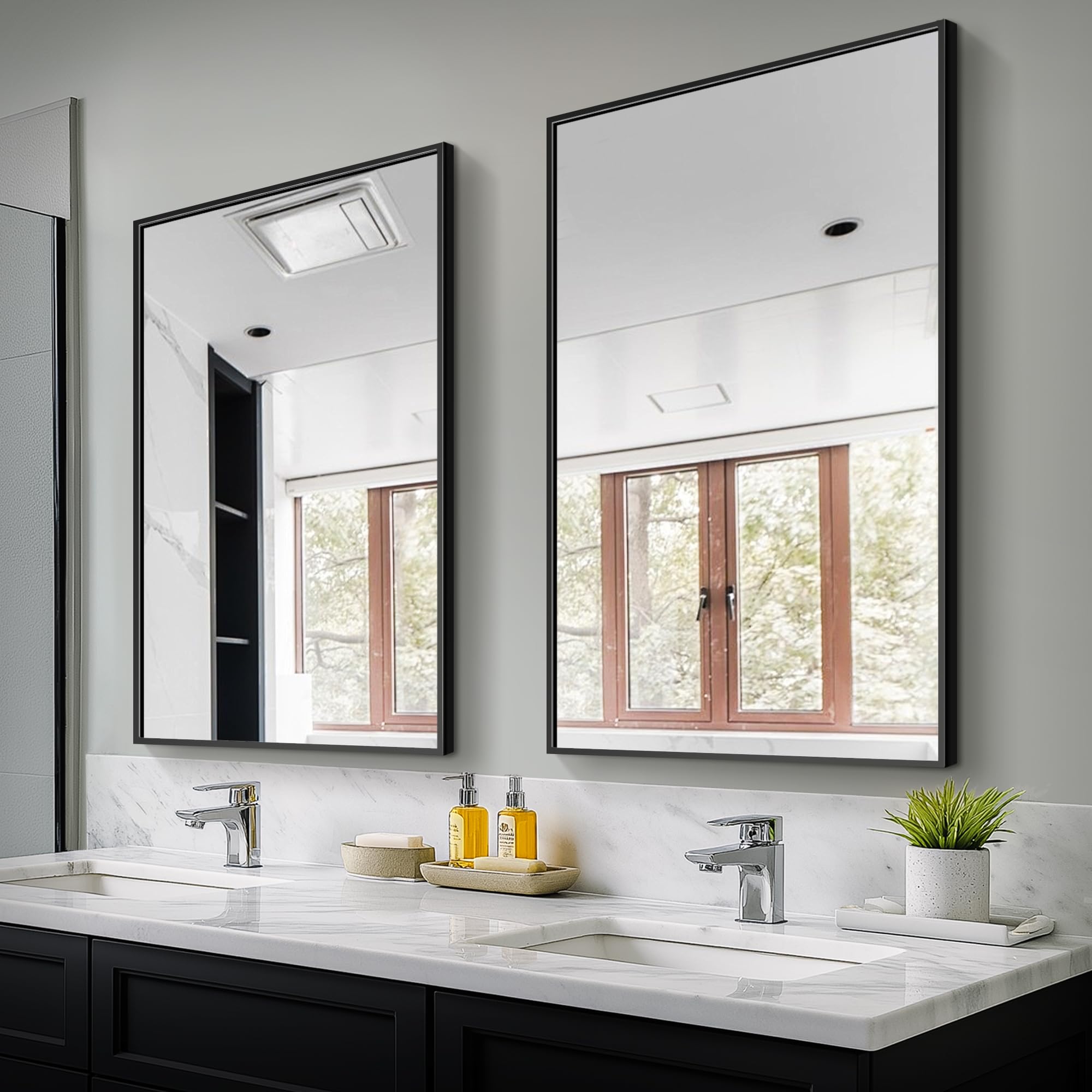 TRAHOME bathroom mirror 36x24 over sink with clear reflection for precise grooming.