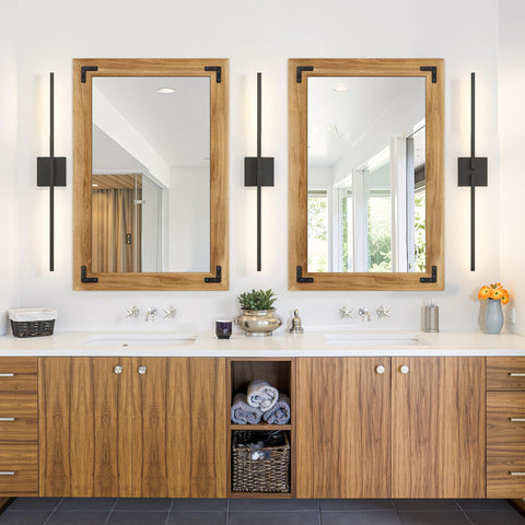 TRAHOME rustic mirror features distressed brown frame for warm interiors