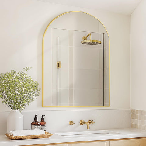 TRAHOME shatterproof arched mirror for safe, daily use.