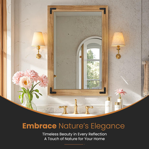 TRAHOME vanity mirror with solid wood frame adds durable, timeless appeal