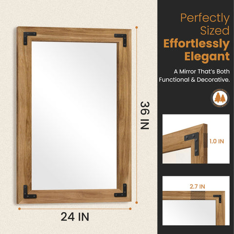 TRAHOME wall mirror with four hooks for vertical or horizontal hanging