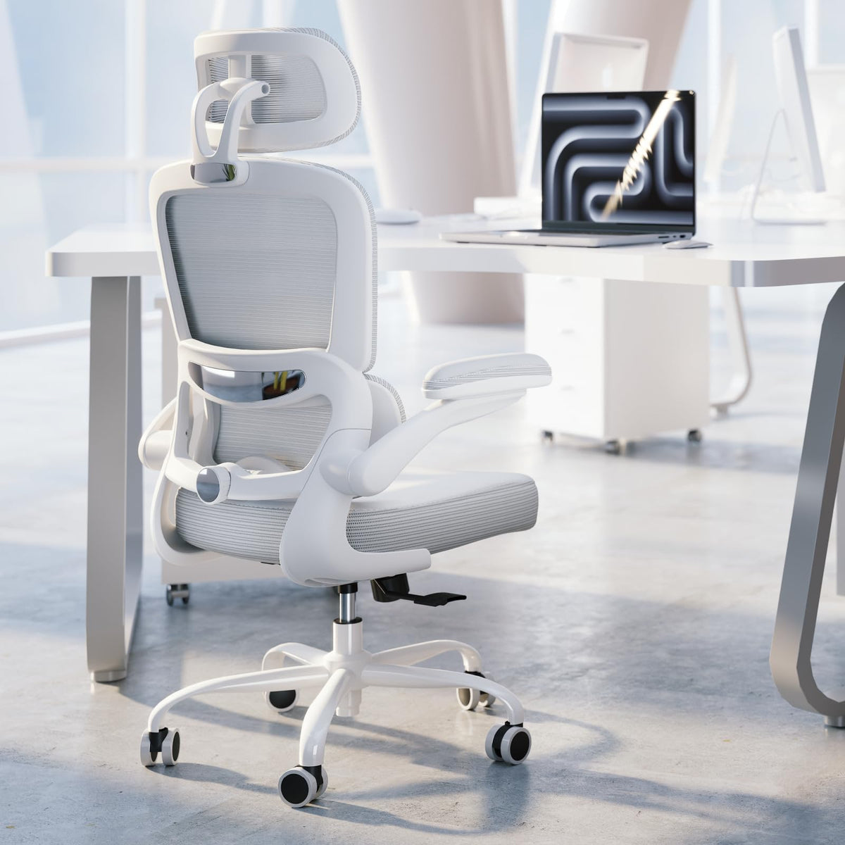 TRALT ergonomic chair headrest adjusts for better posture during long work sessions