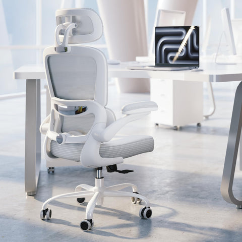 TRALT ergonomic chair headrest adjusts for better posture during long work sessions