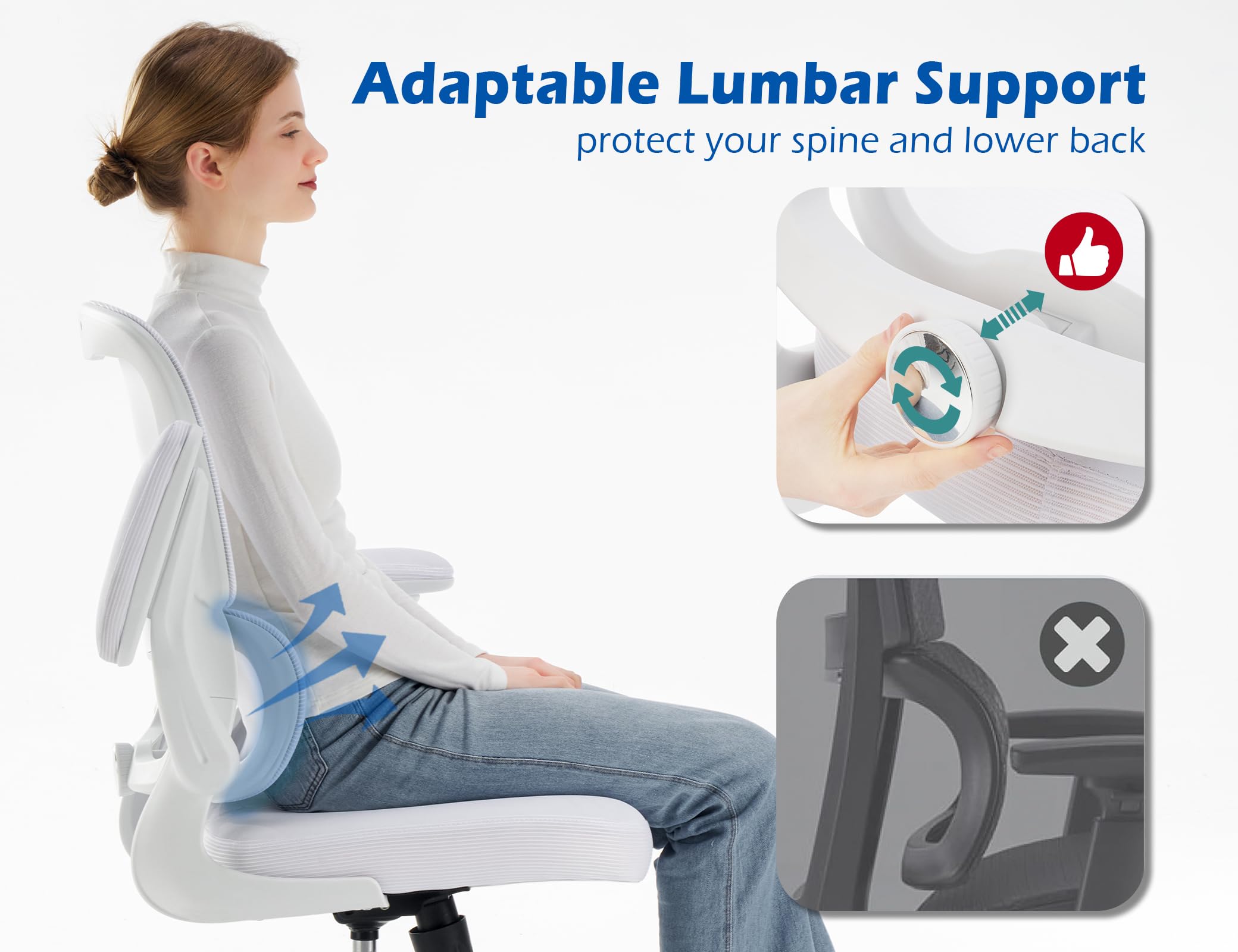 TRALT flip-up armrests save desk space in compact setups.