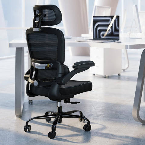 TRALT ergonomic desk chair headrest adjustment for personalized support during long work sessions