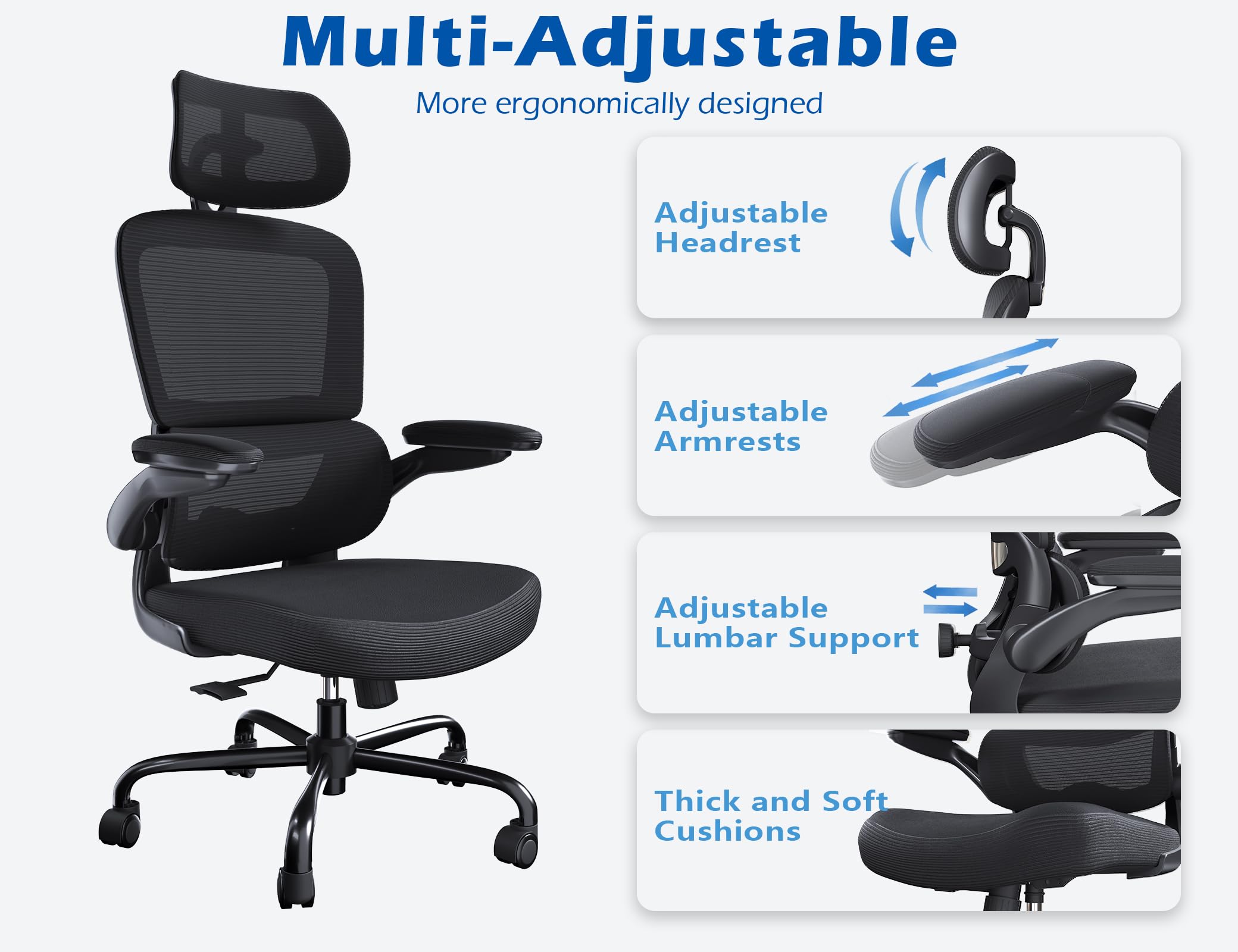 TRALT mesh back provides airflow to keep your back cooler