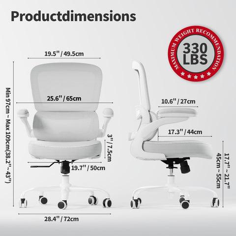 TRALT chair seat width and depth provide ample space for comfort.