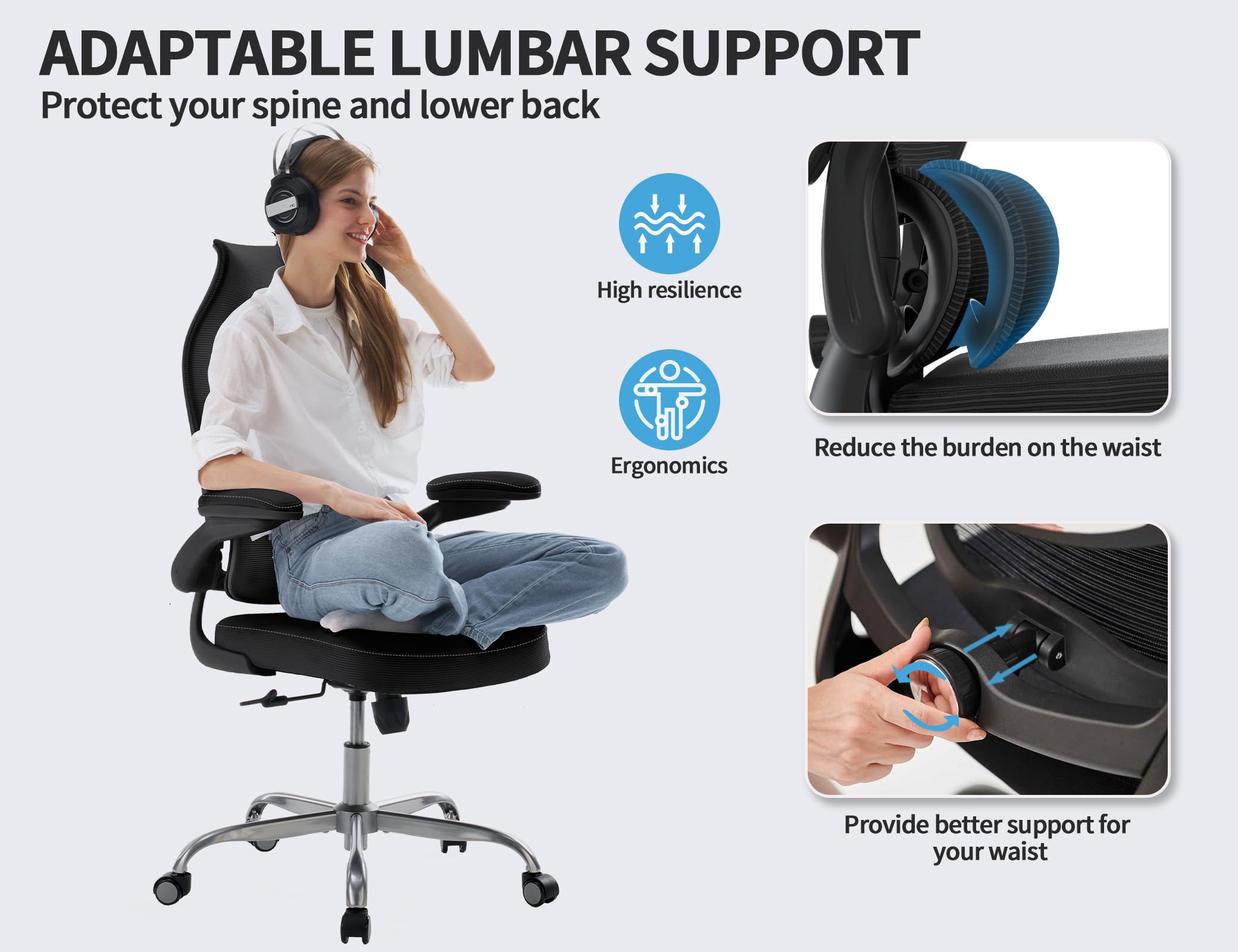 TRALT mesh backrest promotes airflow to keep cool while seated