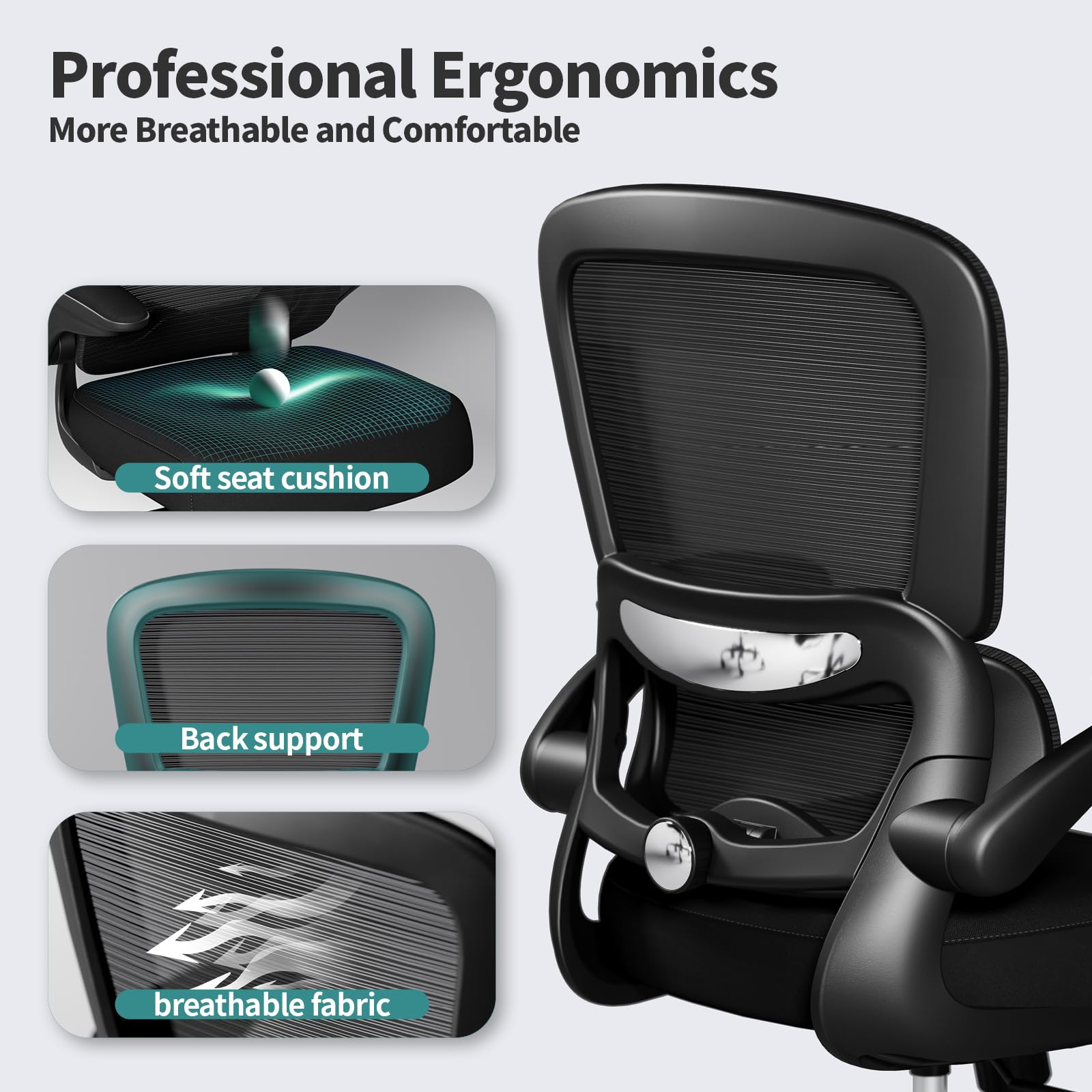 TRALT 360-degree swivel base for smooth rotation at the desk