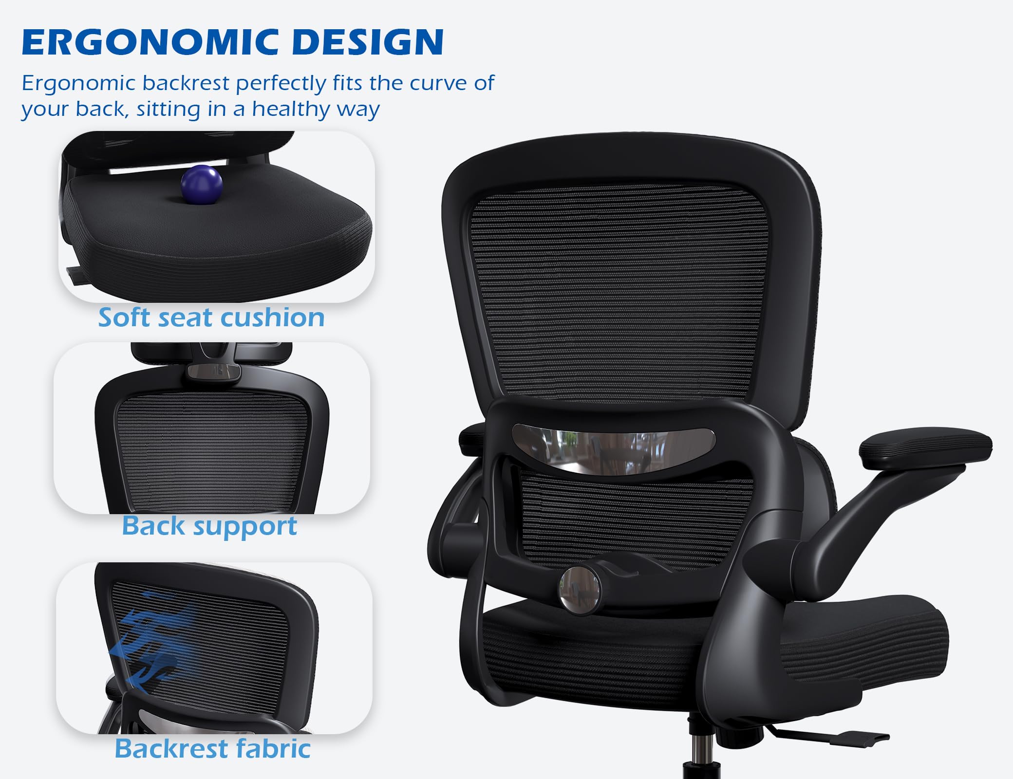 TRALT chair shown with 360-degree swivel for flexible desk access.