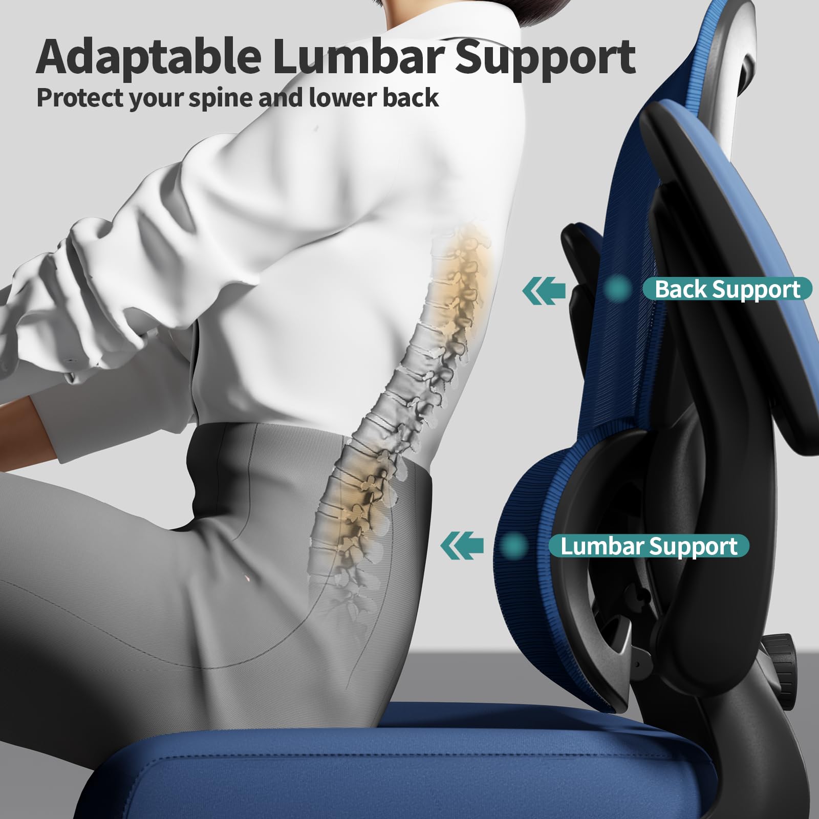 TRALT Office Chair 360° swivel wheels glide silently.