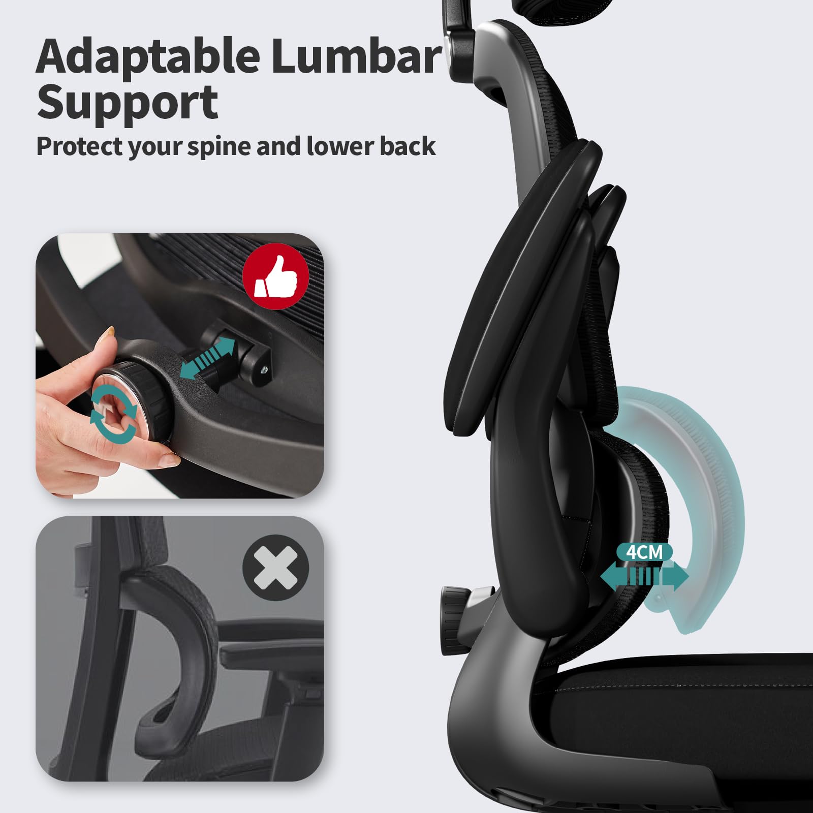 TRALT chair offers 360-degree swivel and smooth wheels on hard floors.