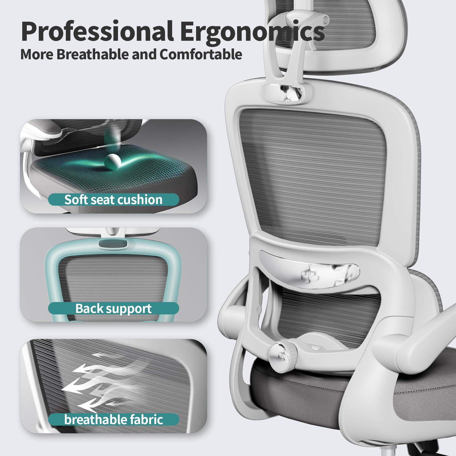 TRALT office chair 360 swivel wheels glide smoothly on hard floors