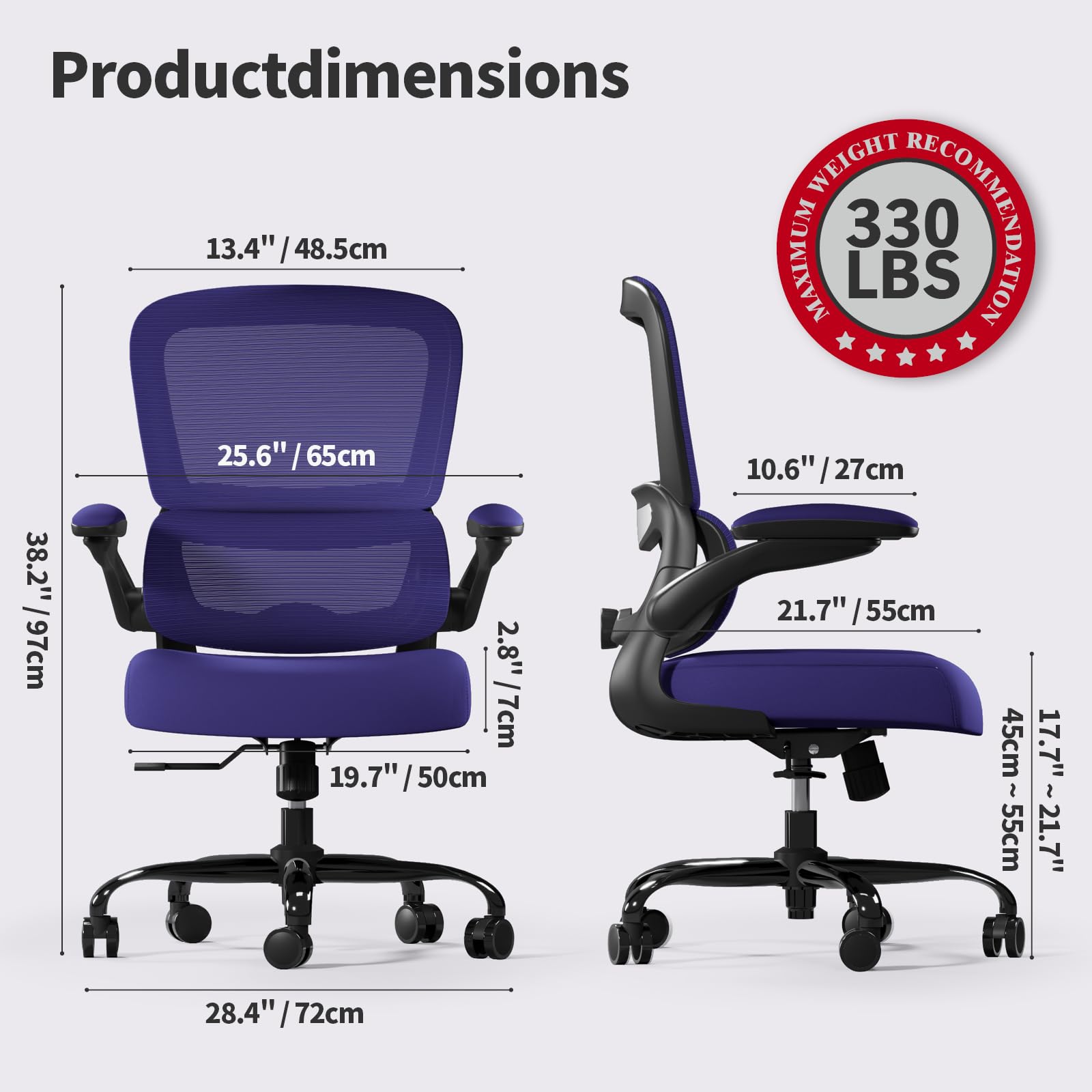 TRALT office chair shows adjustable lumbar support for personalized comfort.