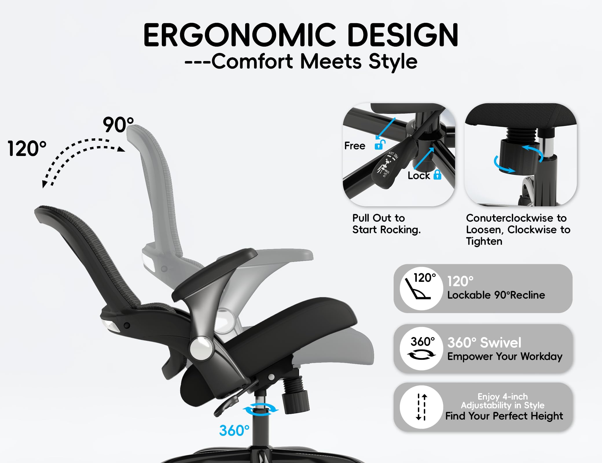 TRALT armrests durable PP—easy to wipe clean for daily use