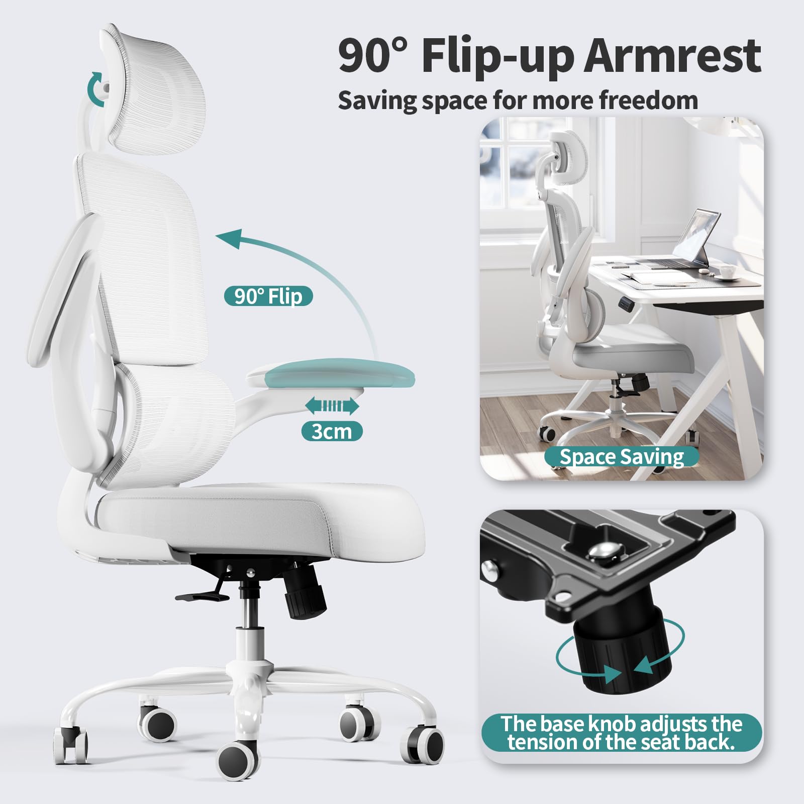 TRALT office chair backrest tilt supports reclining angles for focused work.