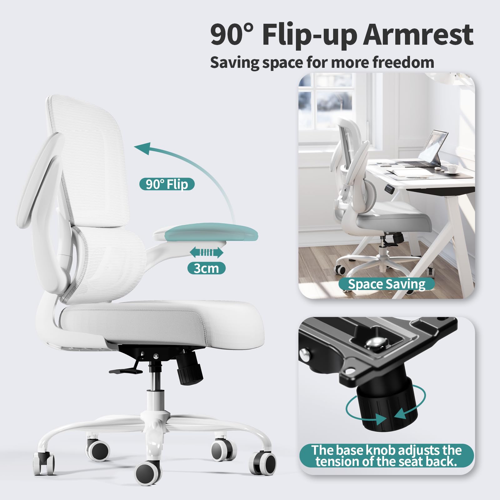 TRALT office chair durable-5-point-base provides stable, long-lasting performance.