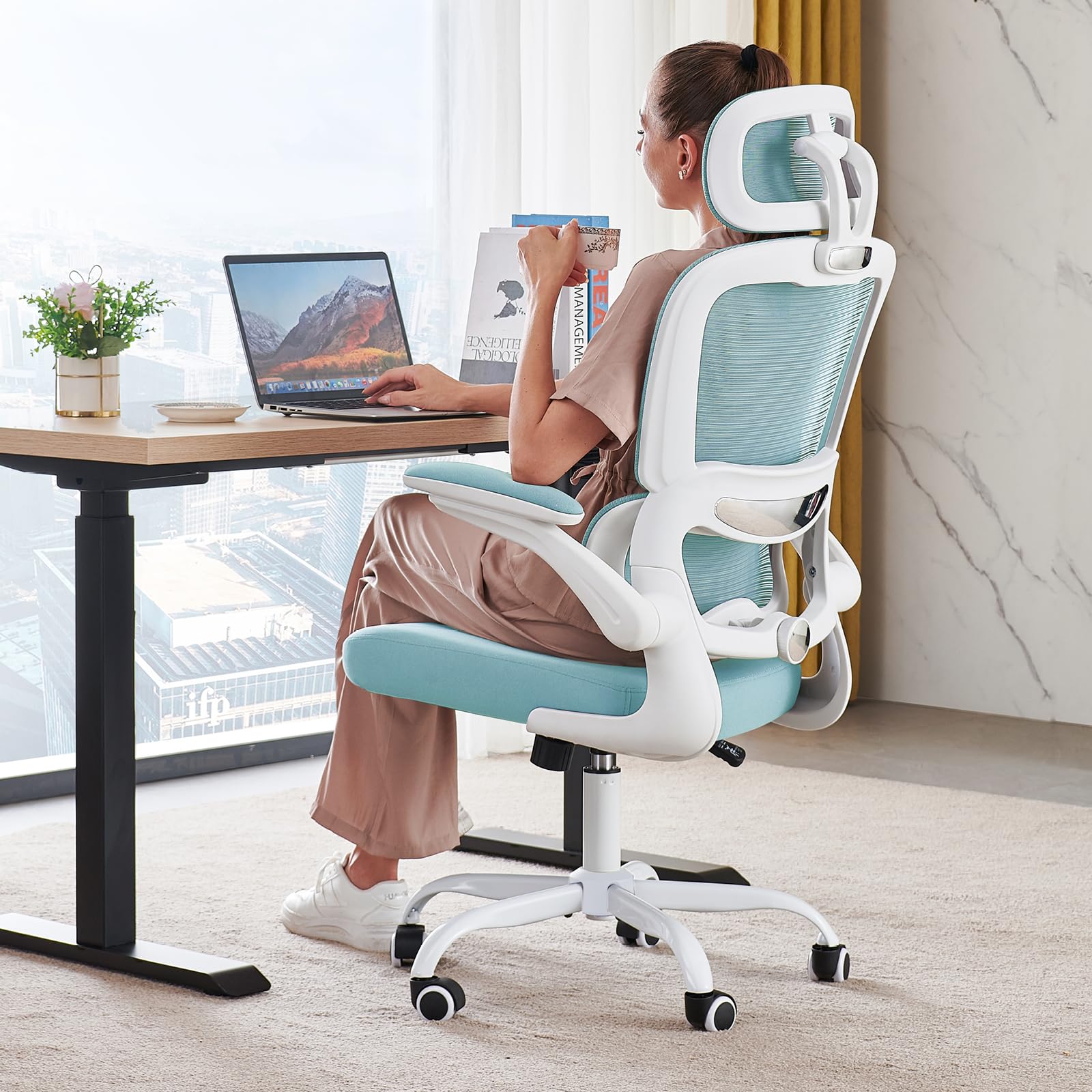 TRALT ergonomic back support helps maintain posture during long workdays