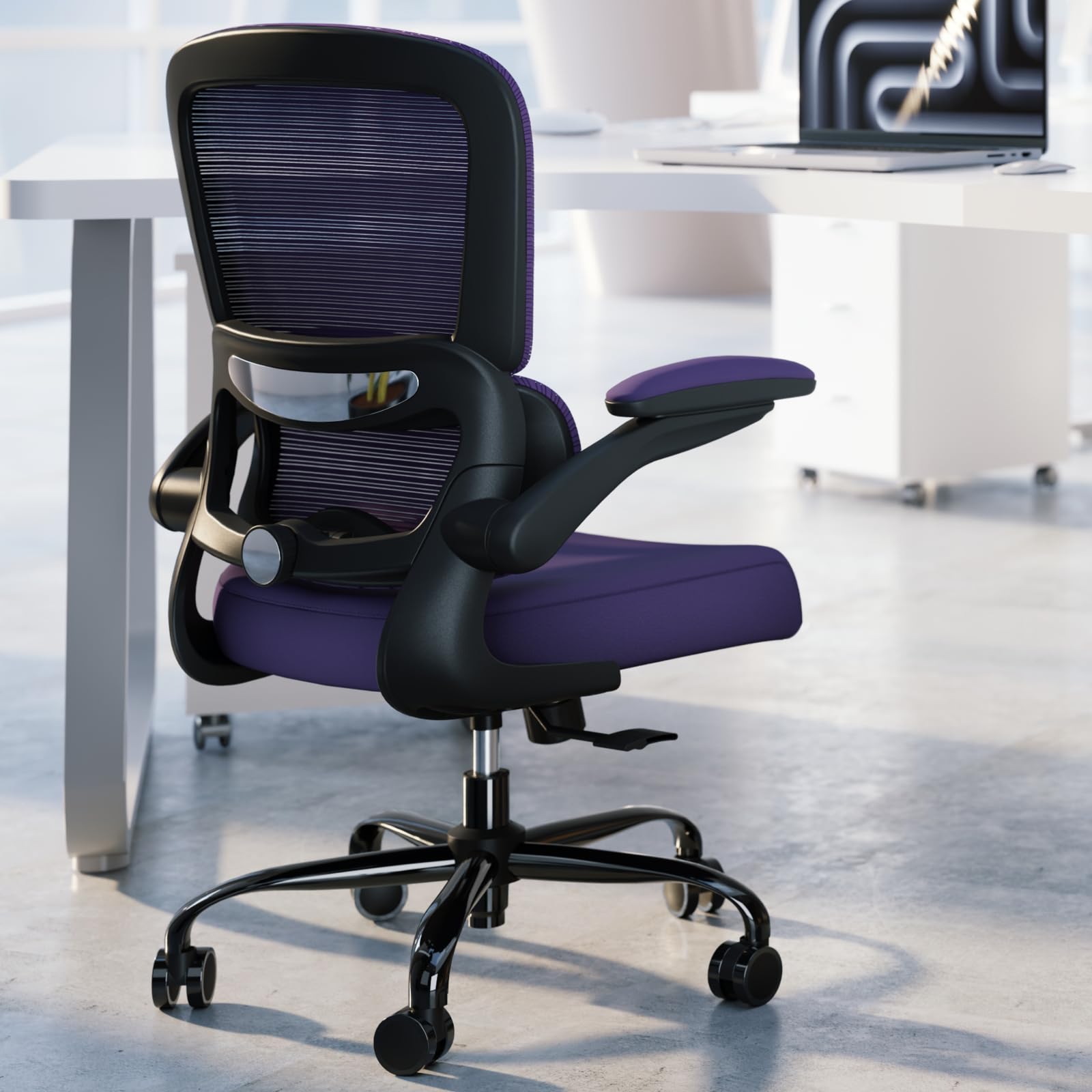 TRALT office chair demonstrates ergonomic back support for extended work sessions.