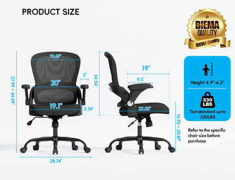 TRALT office chair ergonomic lumbar support—precise back support for tall users
