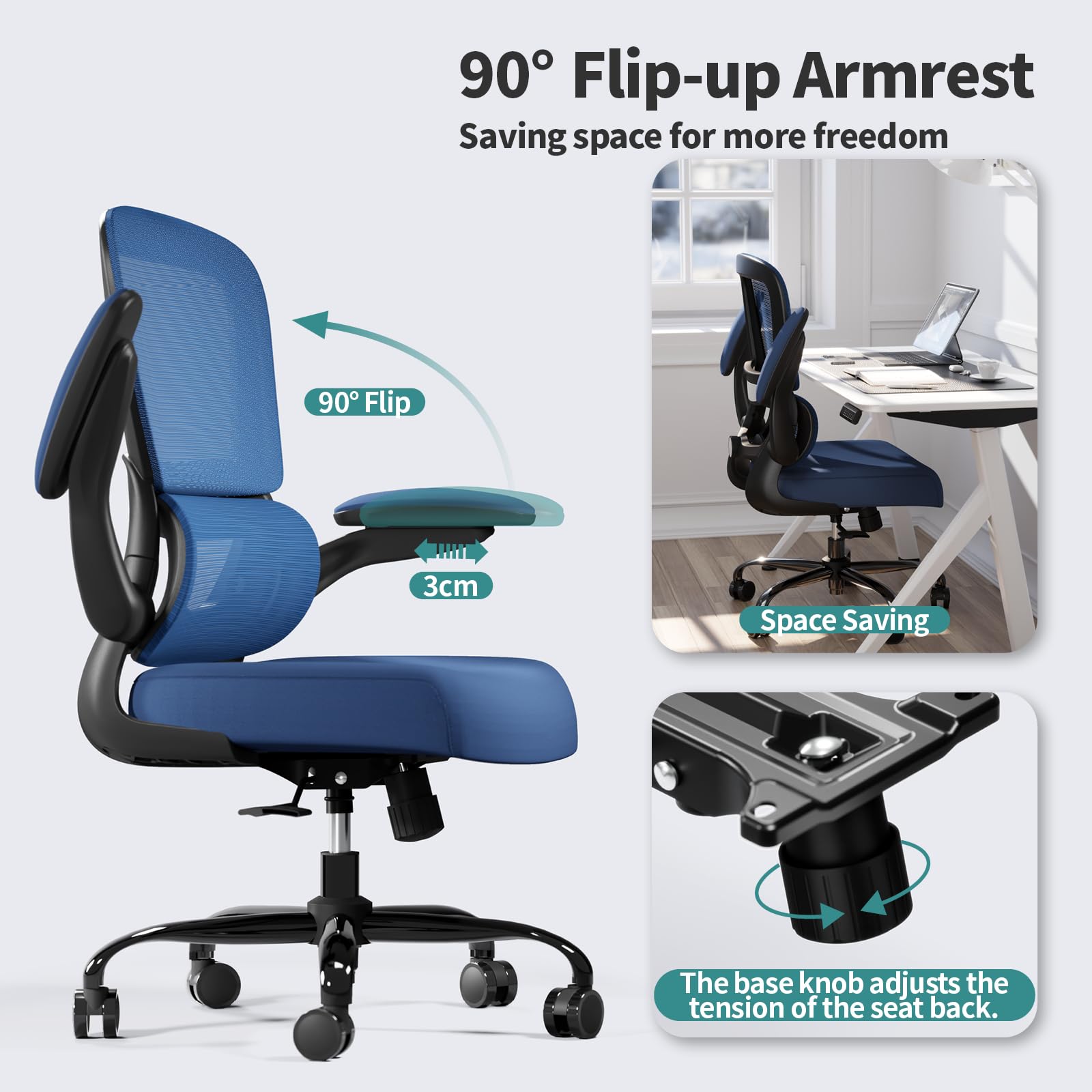 TRALT Office Chair sturdy five-point base for stable setup.