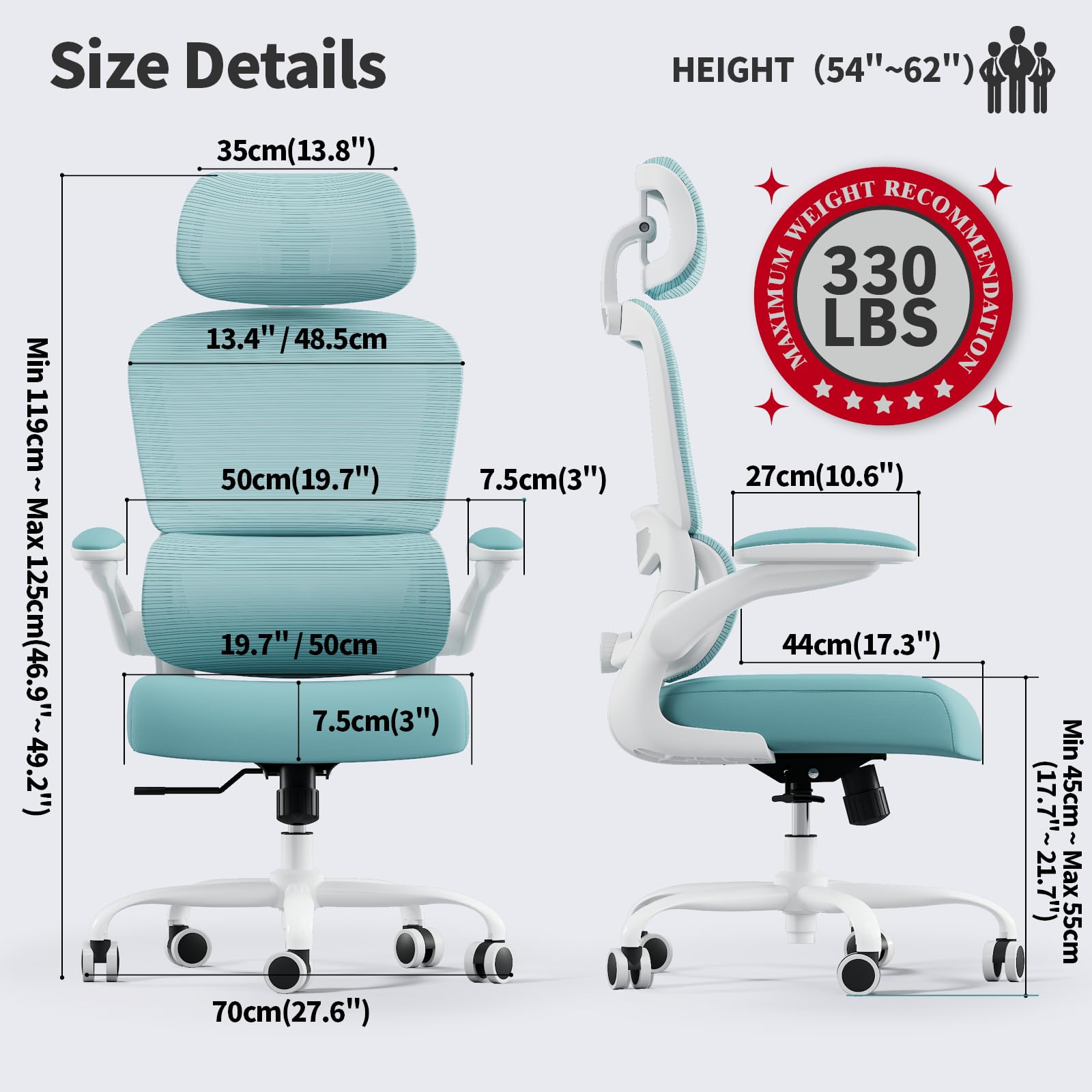 TRALT lumbar adjustment provides customizable lower-back comfort