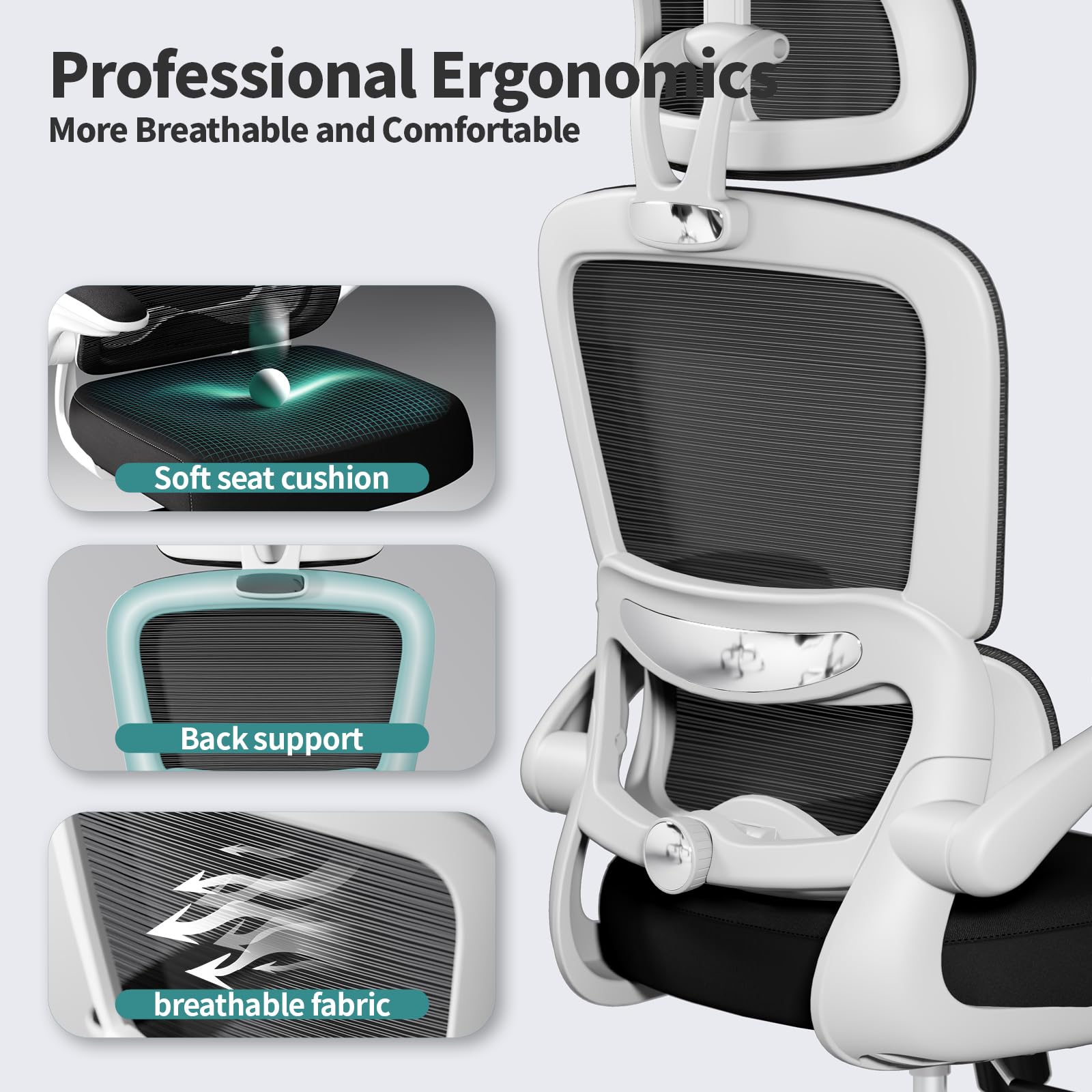 TRALT chair highlights lumbar support for back comfort during work