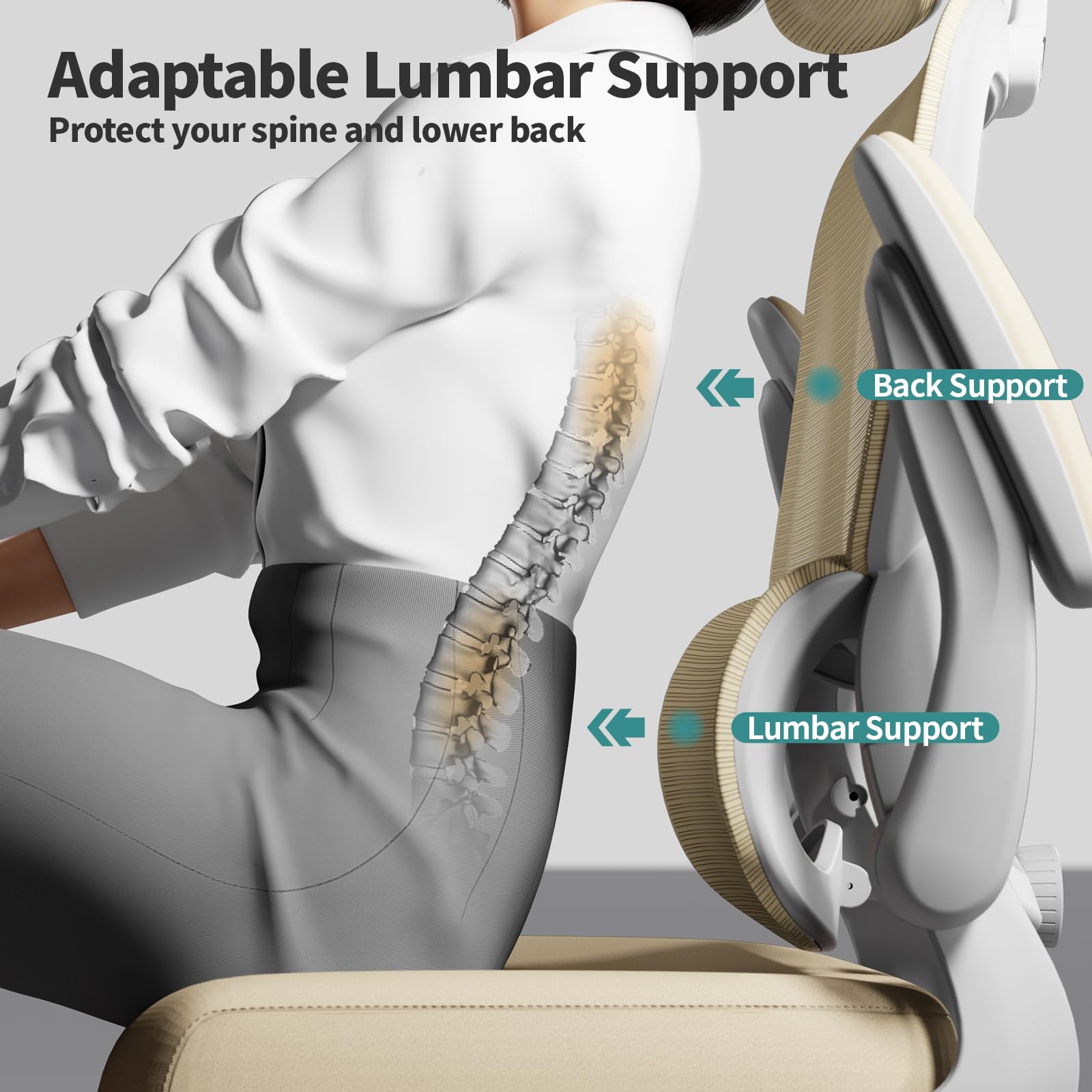 TRALT seat height adjustment lets you align the chair with your desk.