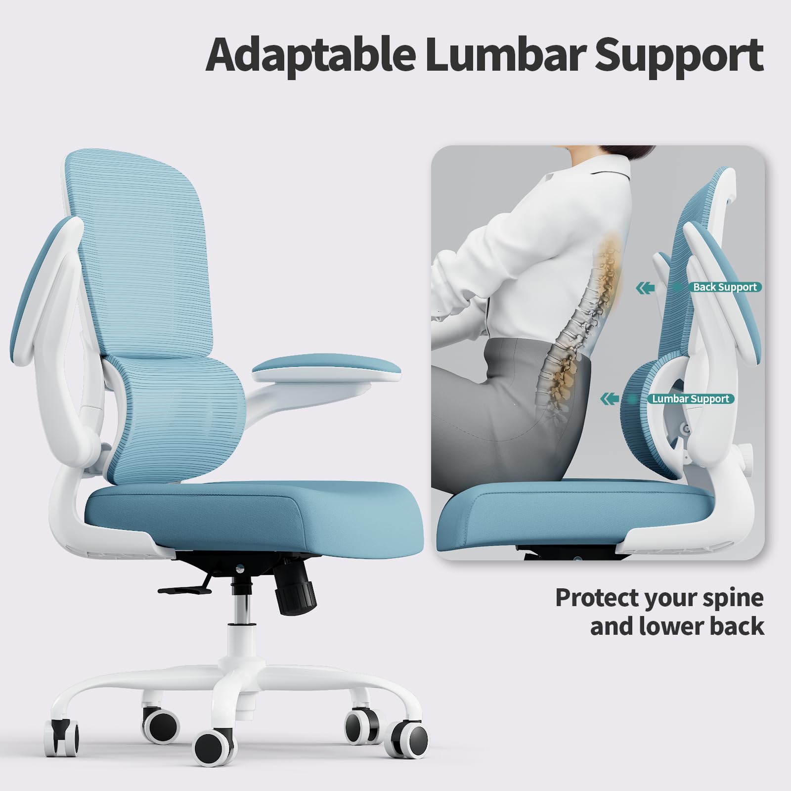 TRALT Office Chair sky blue finish adds a calm look to your desk
