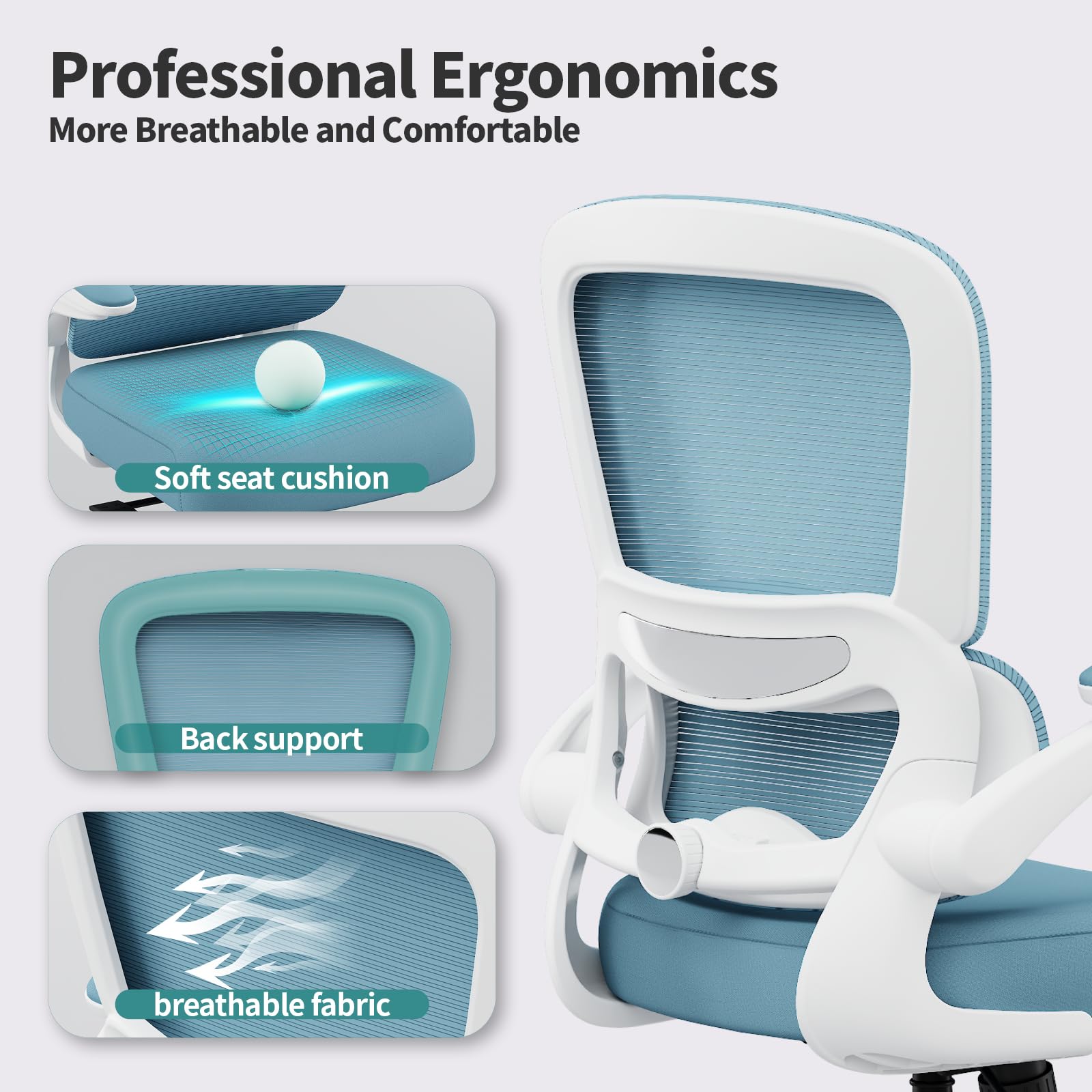 TRALT Office Chair smooth rolling wheels ideal for hard floors