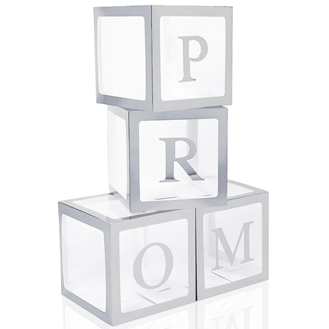 Trandraft prom boxes with letters showcase clear balloons for graduation decor.