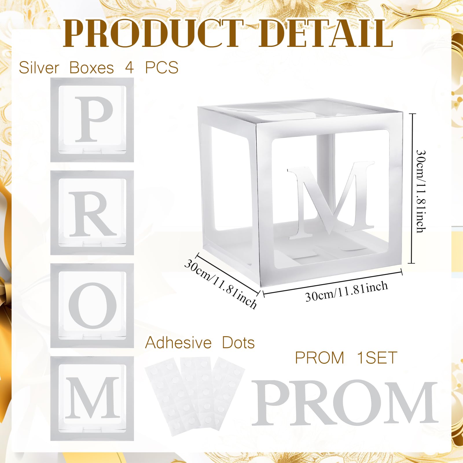 The four-pack transparent boxes enable easy setup for prom party displays.