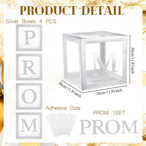 The four-pack transparent boxes enable easy setup for prom party displays.