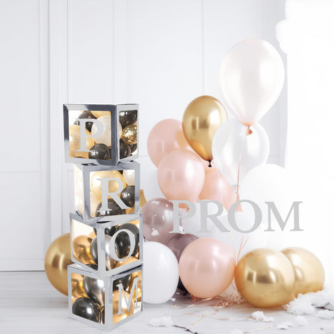 11-8 inch clear boxes highlight balloons with a graceful, minimal look.