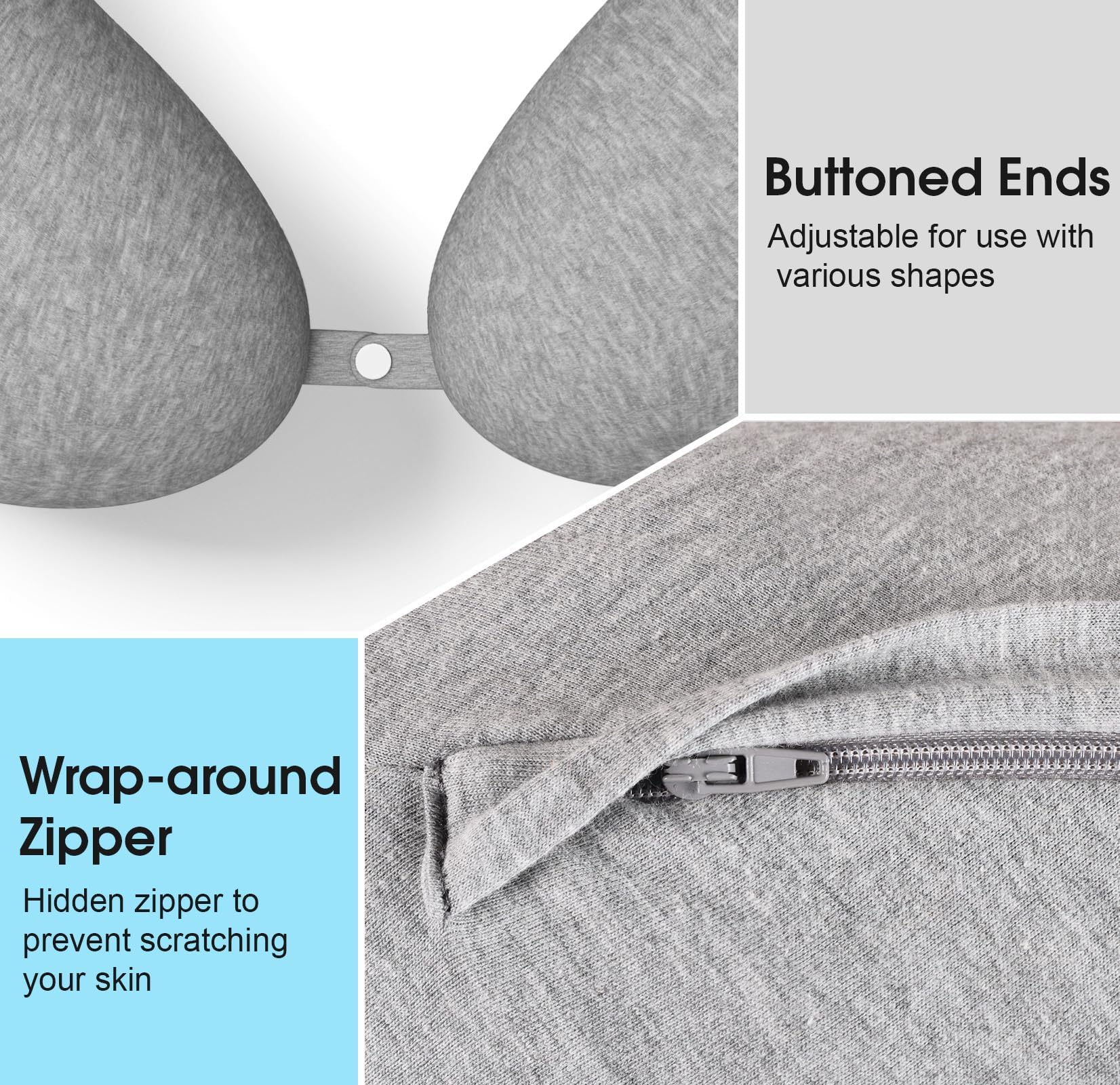TranquilRelax C shaped pillow with button closures transforms into lumbar support.