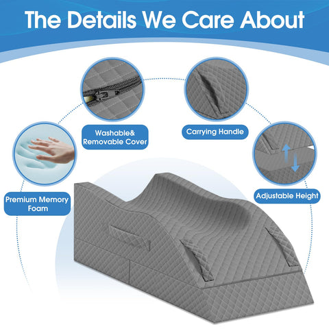 TranquilRelax Elevation Pillow on bed delivering stable leg support.