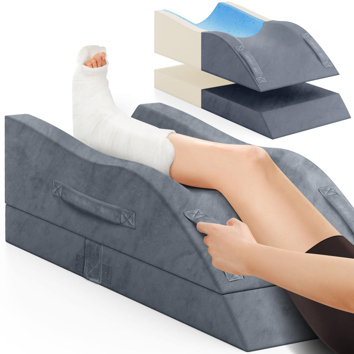TranquilRelax leg elevation pillow with adjustable height for customized support.