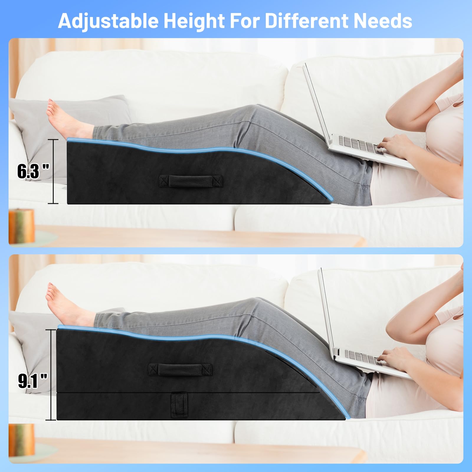 TranquilRelax leg elevation pillow breathable plush cover for cool lounging.