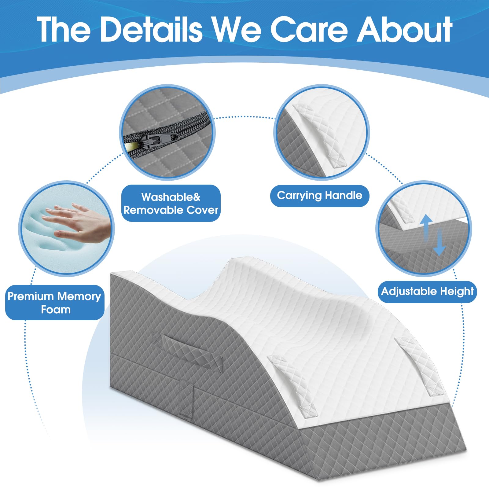 TranquilRelax leg rest pillow on bed improves sleep posture
