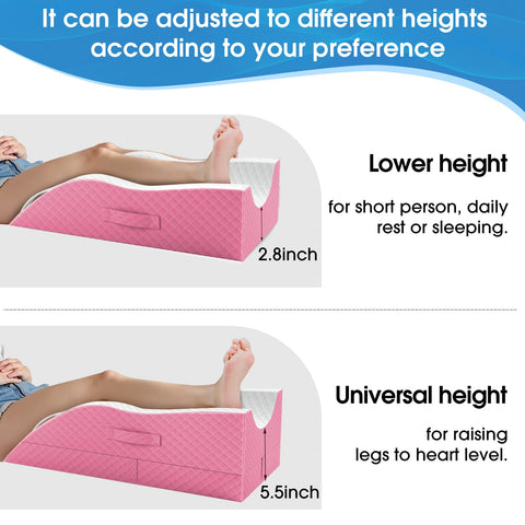 TranquilRelax pink leg elevation pillow blends with bedroom decor.