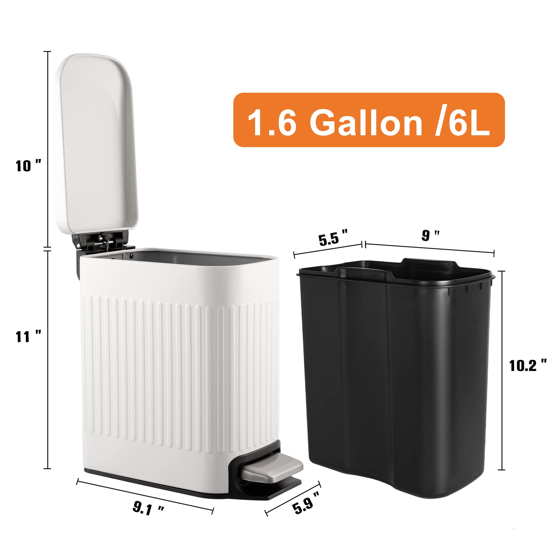 TrashAid 6-liter capacity ideal for daily bathroom waste