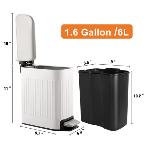 TrashAid 6-liter capacity ideal for daily bathroom waste