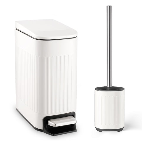 TrashAid bathroom trash can front view with slim 1-6 gallon capacity fits tight spaces.